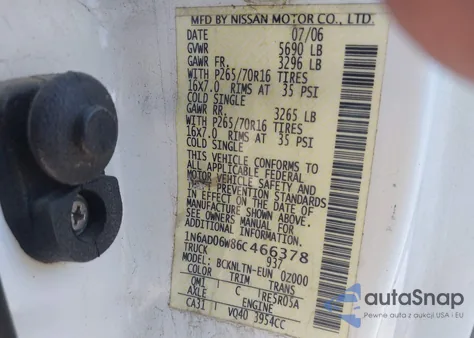 2006 Nissan Frontier Se from USA, damaged, VIN 1N6AD06W86C466378